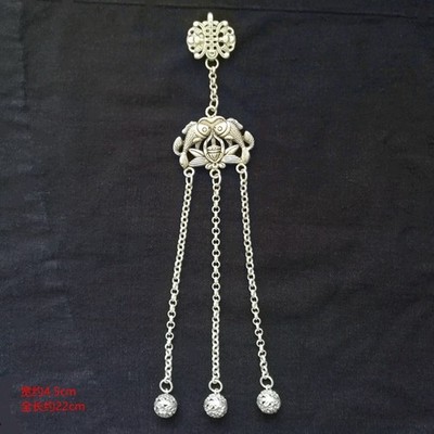 Antiqued Miao Silver Double Fish Ya Jin - Fish Among Lotus Brooch for Couple 1pi