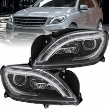Scheinwerfer mit LED Standlicht Set f&uuml;r Mercedes M-Klasse W166 2011&ndash;2015 schwarz