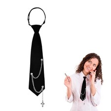 Womens Tie, Pre Tied Black Ties for Women Adjustable Womens necktie Black 3