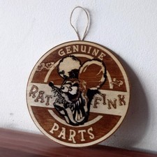 Rat Fink Wooden Sign 19cm Ed Roth Hot Rod Garage Man Cave Wall Decor Art Plaque