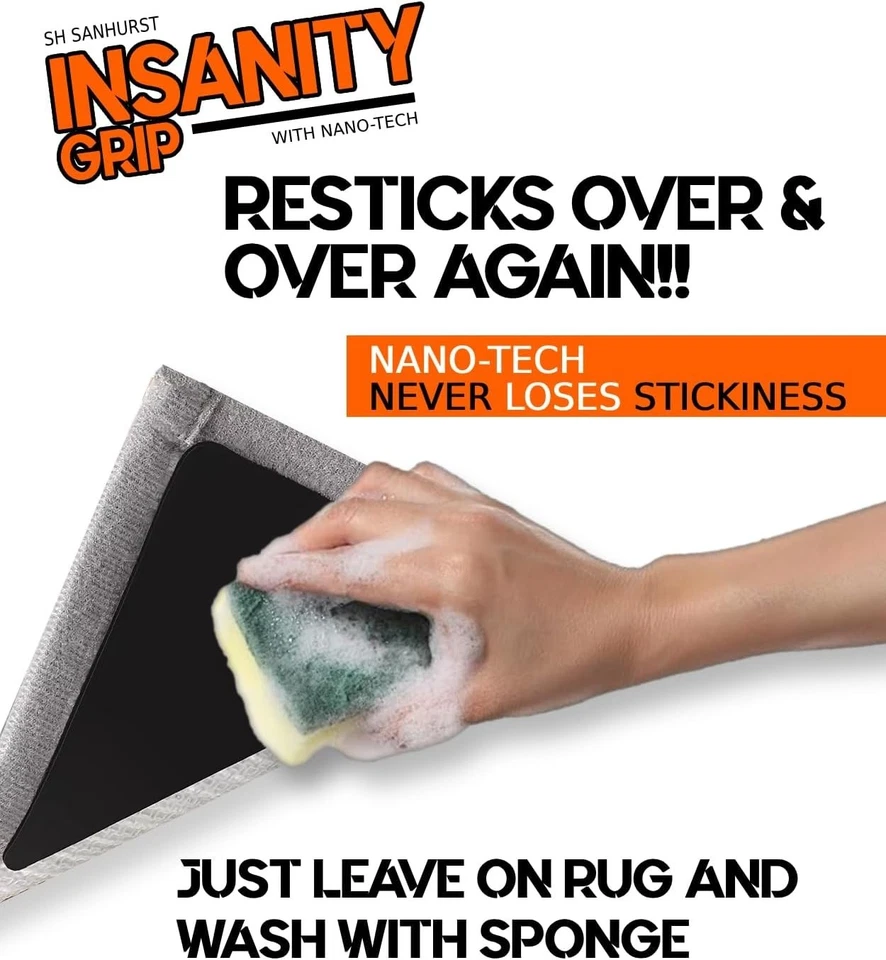 Non Slip Rug Grips for Hardwood Floors Tile Cement 12 Pcs Reusable Stickers - Image 4 of 4