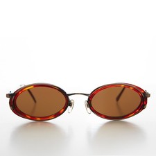 Tortoise Bronze Oval 90s Vintage Sunglasses Brown Lens - Dorian