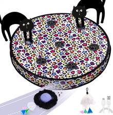 Cat Toys, Interactive Activated Moving Ball in 7 Holes Mat, Automatic Fast Rolli