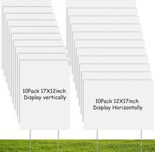 20 Pack Blank Yard Signs with Stakes 17 X 12 Inch Plastic Yard Lawn Sign Double