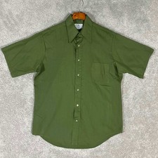 VTG 60s Towncraft Plus Penn-Prest Olive Green Short Sleeve Button Up Shirt Mens