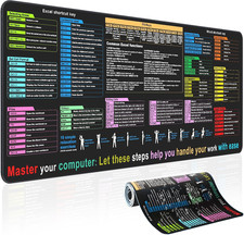 Excel Word Cheat Sheet Desk Pad 31.5 x 11.8 Waterproof Anti Slip
