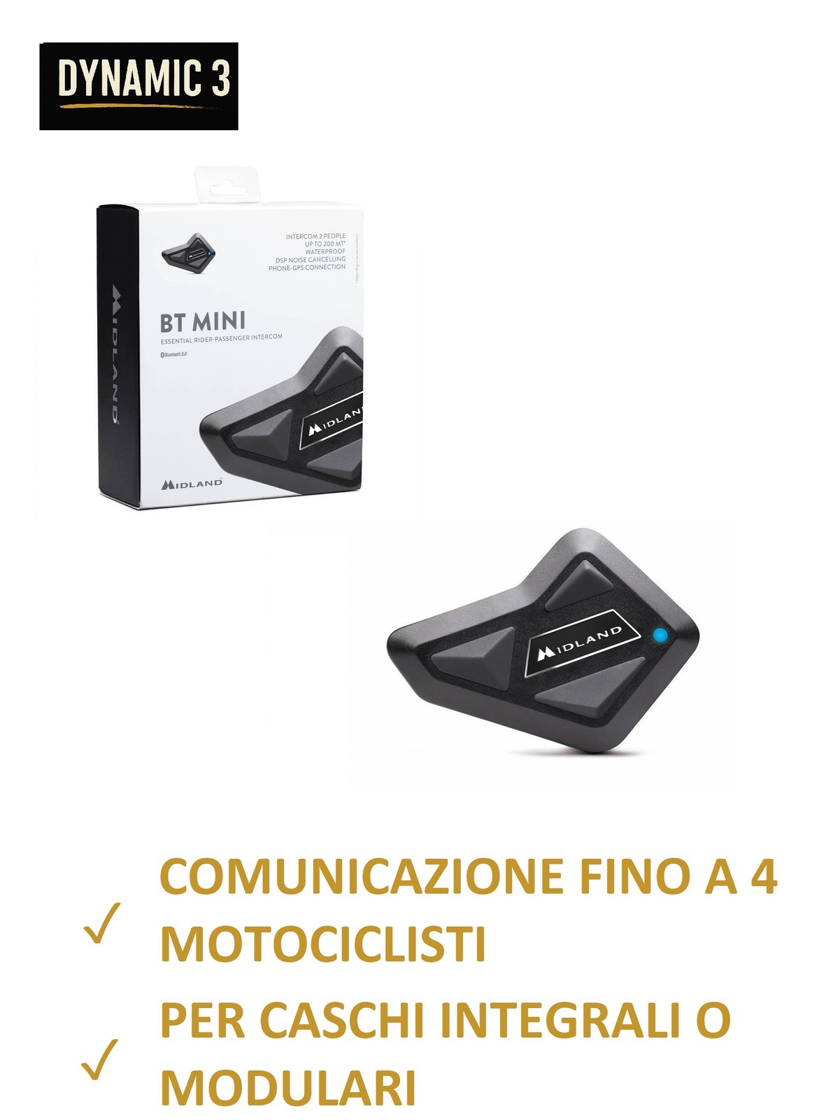 MIDLAND BT Mini Interfono Bluetooth da Casco Integrale o Modulare Moto Scooter