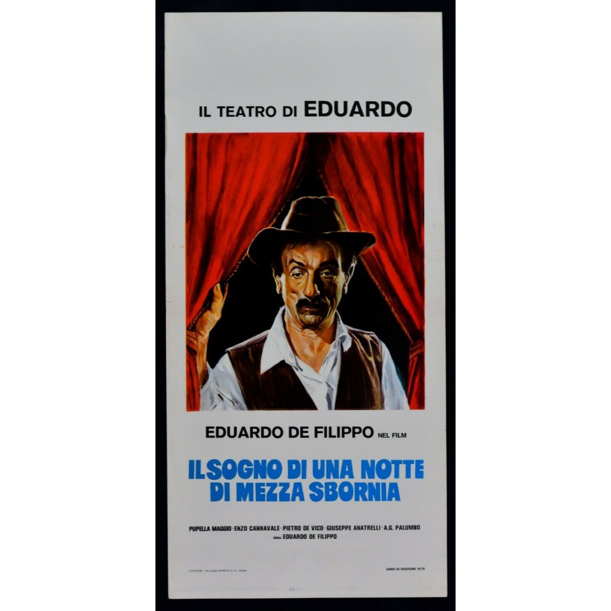 Locandina originale film Sogno di una notte di mezza sbornia (1959) - Regia di Eduardo De Filippo
