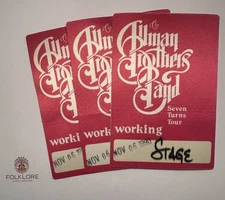 Allman Brothers Band 1990 “Seven Turns Tour” Backstage/Working Passes