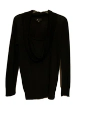 Women AB Studios Size L Black Long Sleeved Cowl Neck Sparkly Blouse