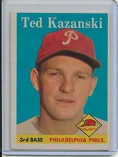 1958 Topps Baseball Card Ted Kazanski 3rd Base Phila Phillies Near Mint # 36