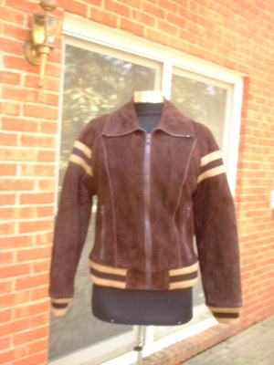 NEW MULBERRY STREET  brown SUEDE faux sheerling lining super warm jacket small