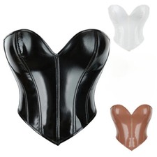 PVC Leather Women Overbust Corset Slimming Steampunk Basques Corsets Crop Tops