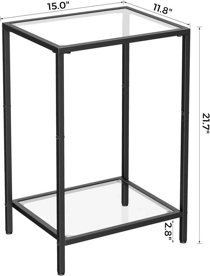Side Tables Set of 2, End Tables with Tempered Glass, 2-Tier Nightstands with St - Image 3 of 4