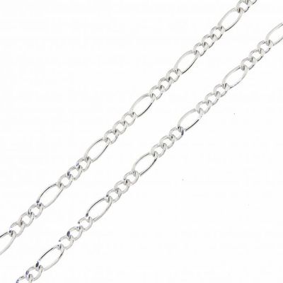Chaîne Homme Maille Figaro Plaqué Argent 925 - 50 Cm 10 Mm - Style Creux - Sans Marque