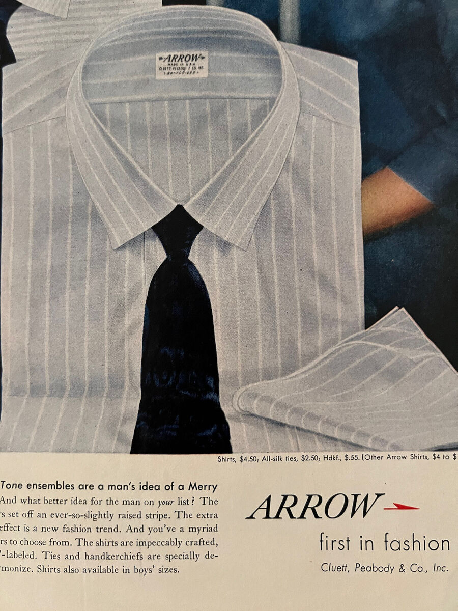 Arrow Shirts VTG 1950s Print Add 10x13 Mid Century Corporate Arrow Shirts VTG 1950s Print Add 10x13 Mid Century Corporate