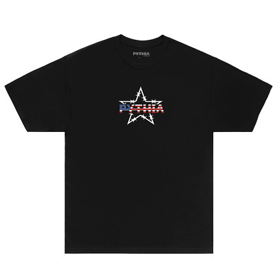 Pythia Stars And Stripes Flag Logo Black Colored Shirt Size Extra Large