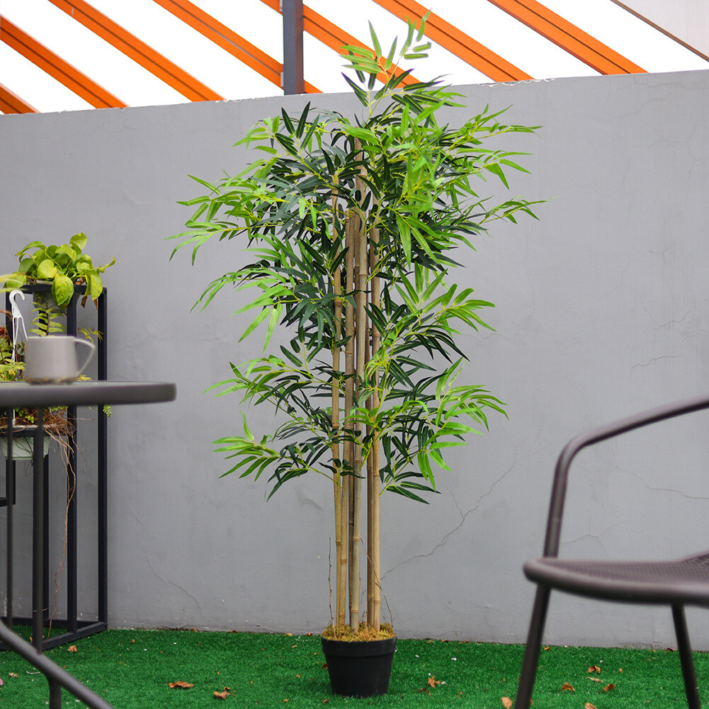 Large Artificial Bamboo Green Tree outdoor Tall Plant in Pot Home