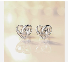 925 Silver Stunning Swirl Heart Stud Earrings Womens Girls Jewellery Party Gift