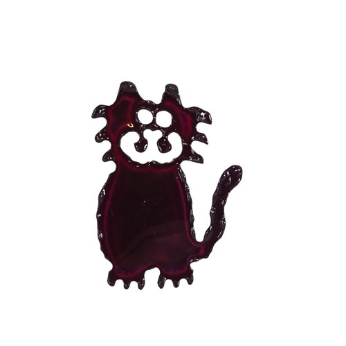 Cat Brooch Enamel Pin Purple Artesian Art Statement Piece Abstract Halloween VTG - Picture 2 of 5