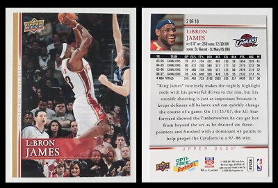 2008 Upper Deck LeBron James #23 Trading Card (#2/10) Cleveland Cavaliers NBA