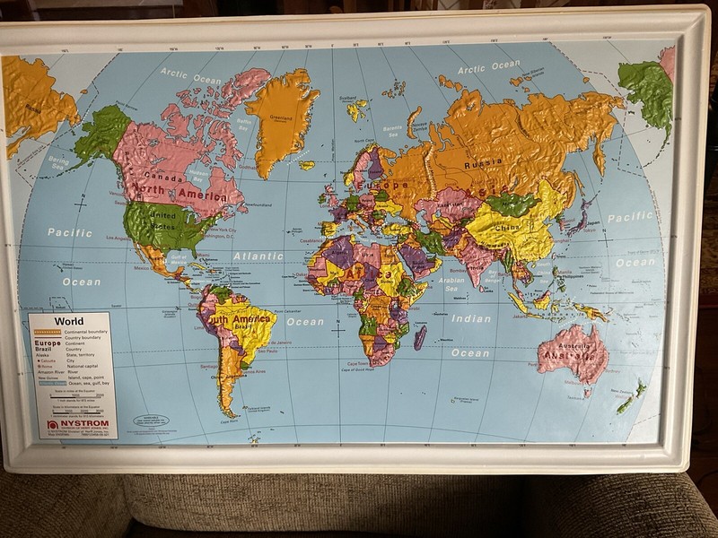 Vintage Nystrom World Raised Relief Map Lot of 10 - Ukraine is on the map- ‘90’s