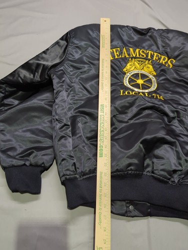 Giacca raso nero vintage Game Sportswear uomo Teamsters Local 714 Chicago USA taglia L - Foto 7 di 9