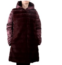 Emme Marella Faux Fur Mix Media Hooded Falena Coat Red Mid Length Size2 $355 New