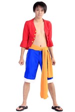 Monkey D. Luffy Cosplay Halloween Party Costume Outfit V4 Size Kid - US3XL
