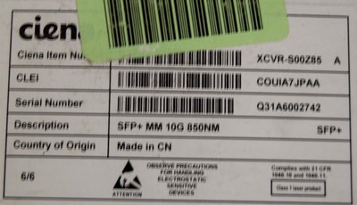 OEM Ciena XCVR-S00Z85 SFP Transceiver  (071223)