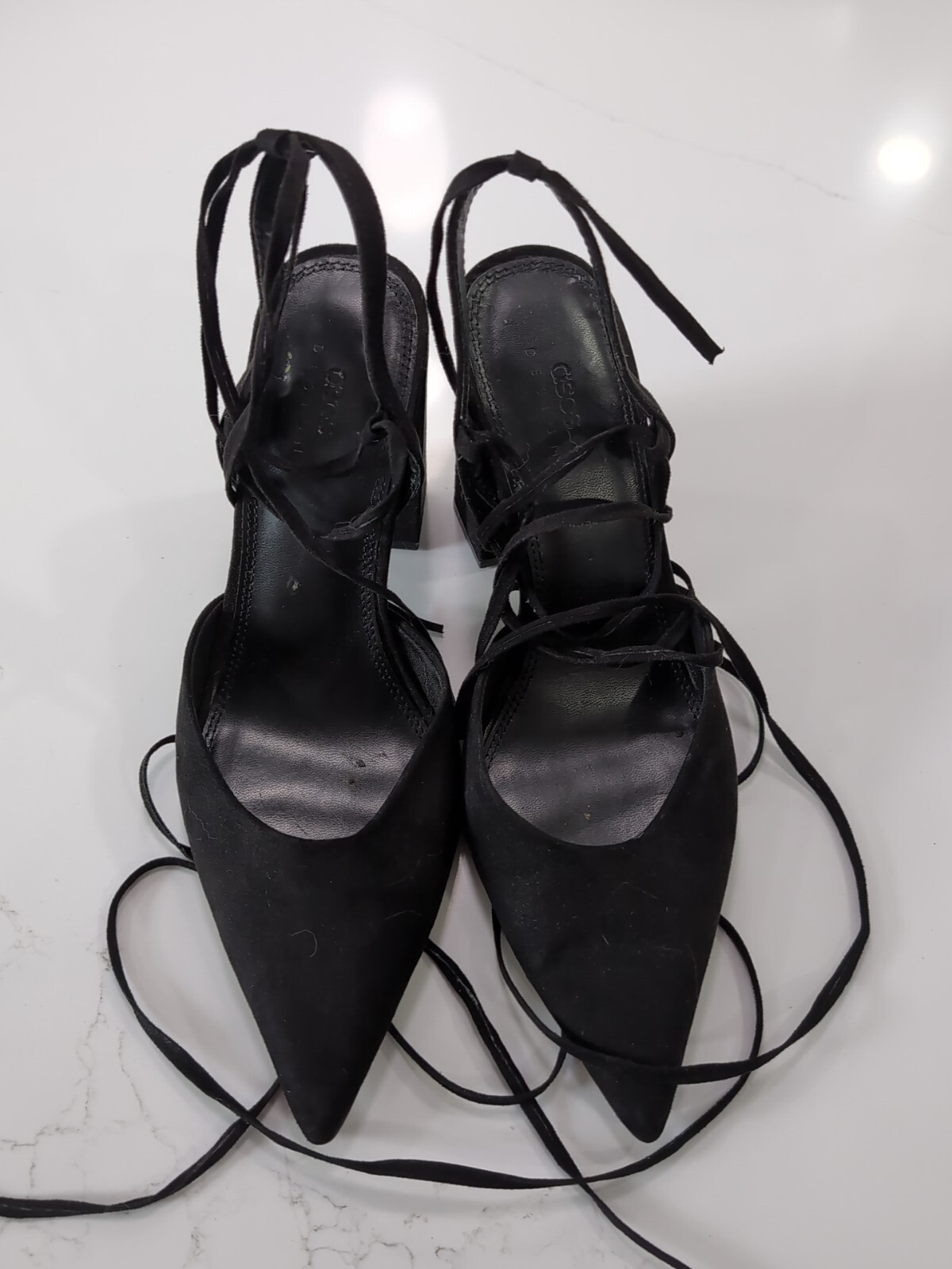 Asos Design Womens Panda Slingback Gladiator Black Pointed Toes Shoes Size 9