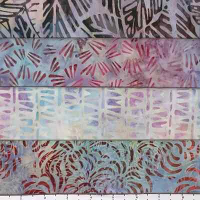 Lot of (4) 1 Yard Cuts 100% Cotton Quilting Batik Fabric Pink Blue Beige #453