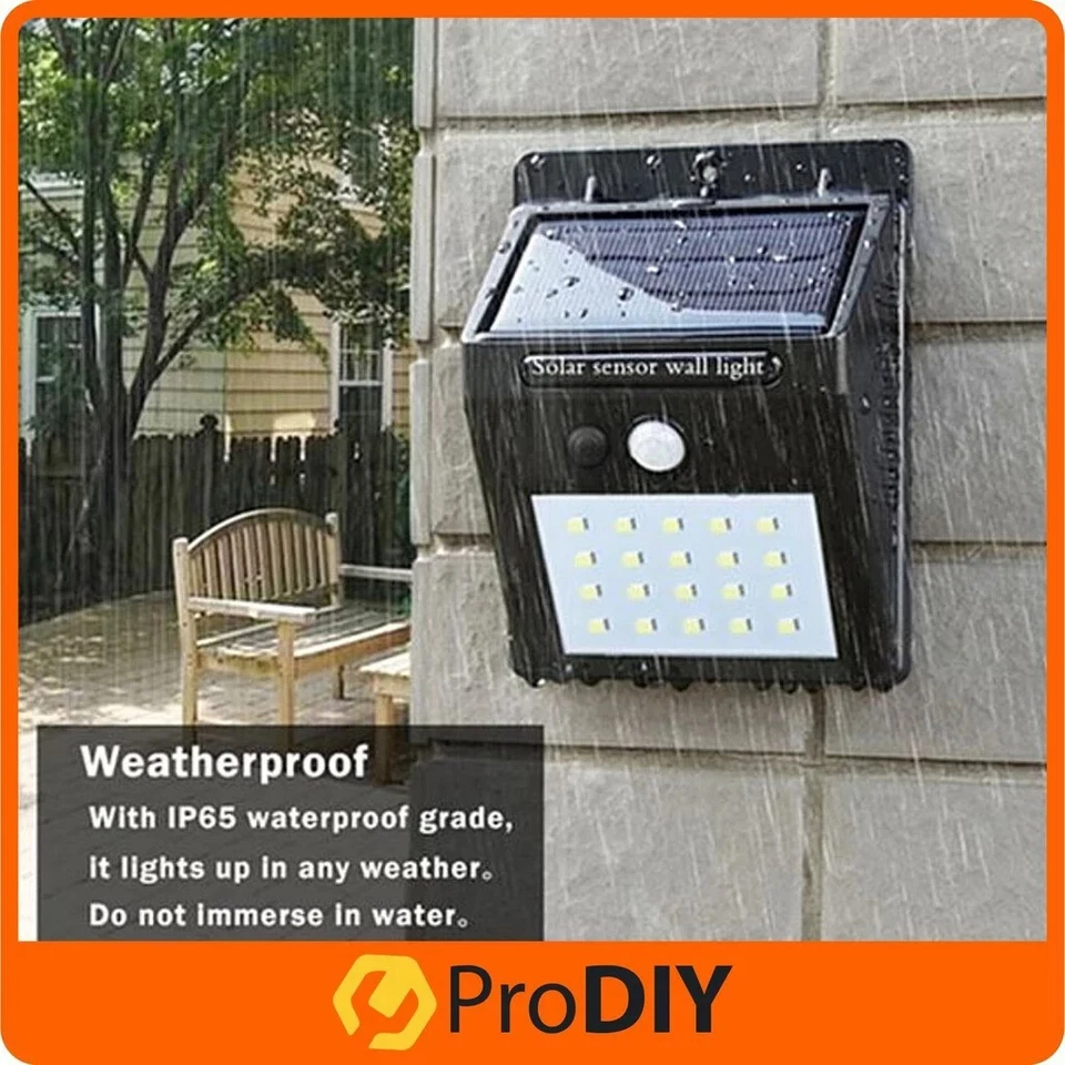 6pcs Solar Power Lamp 100 LED Lights Motion Sensor Outdoor Security Lamp Wall - Image 4 of 4