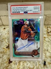 JACKSON HOLLIDAY 2022 Bowman Draft Chrome 1st Aqua Lava Refractor AUTO 199 PSA10