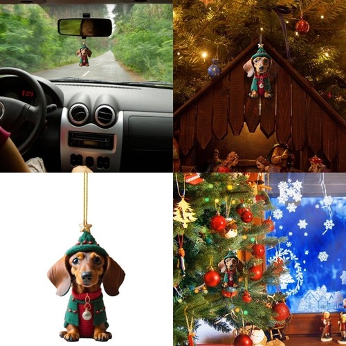 Festive Dog Christmas Tree Ornament Funny Dachshund Dogs Decoration for Holiday - Picture 2 of 8