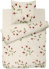 HNL Bettwäsche Audrey 100% Baumwolle weiß rot Blumen