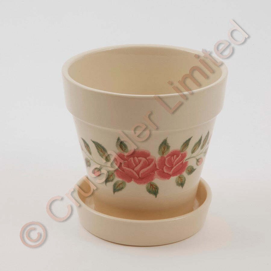 Rose Patterned Plant Pot & Saucer Set 14cm