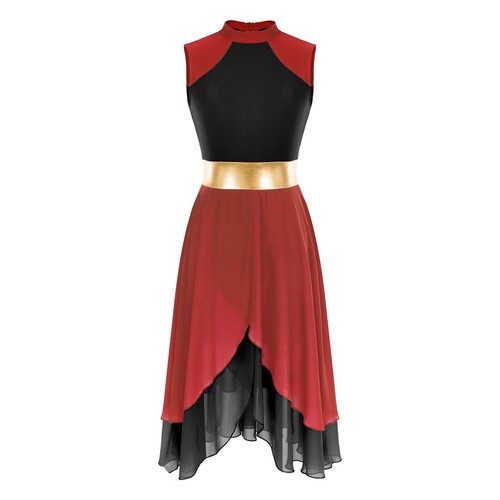 Womens Asymmetrical Color Block Lyrical Dance Dress Liturgical Praise Costumes - Picture 60 of 75