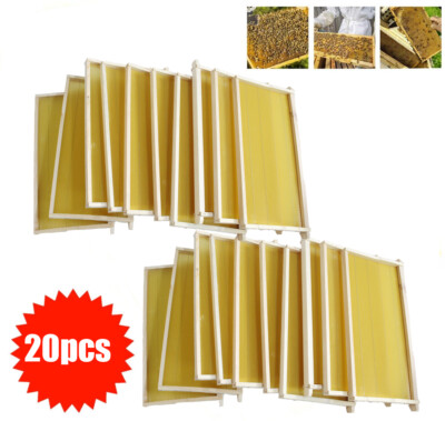 20x Langstroth Beehive Frames Assembled Beekeeping Honeycomb Foundation Waxing
