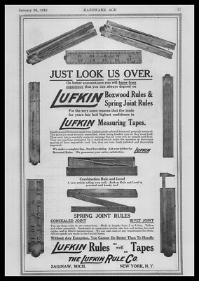 1916 Lufkin Rule Co Saginaw Michigan Boxwood Spring Joint Rules & Tapes Print Ad