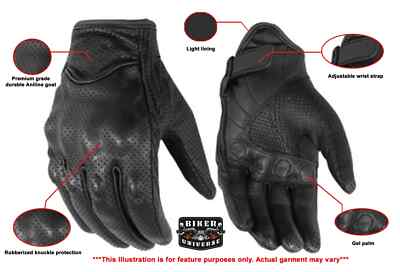 Motorcycle Gloves Leather Perforated Black Icon Pursuit For Sale Online - Foto 5