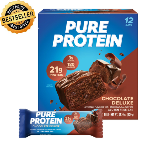 Pure Protein Bar, Chocolate Deluxe, 21g Protein, 1.76 Oz, 12 Ct - Free Shipping