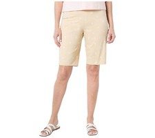 Isaac Mizrahi Live Embroidered Cotton/Span Bermuda Shorts Biscotti