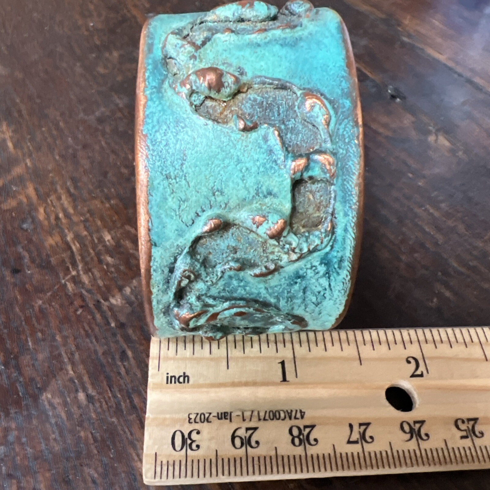 Solid Copper Rustic Patina Cuff Bracelet Verdigris - image 16