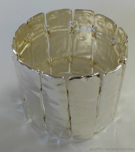 Beautiful Costume Jewelry Designer Style Hammered Bracelet 6.5-8"