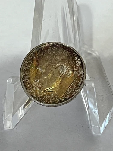 1964-D Roosevelt Dime, 90% silver, Unique toning, AU/BU condition # PS-56