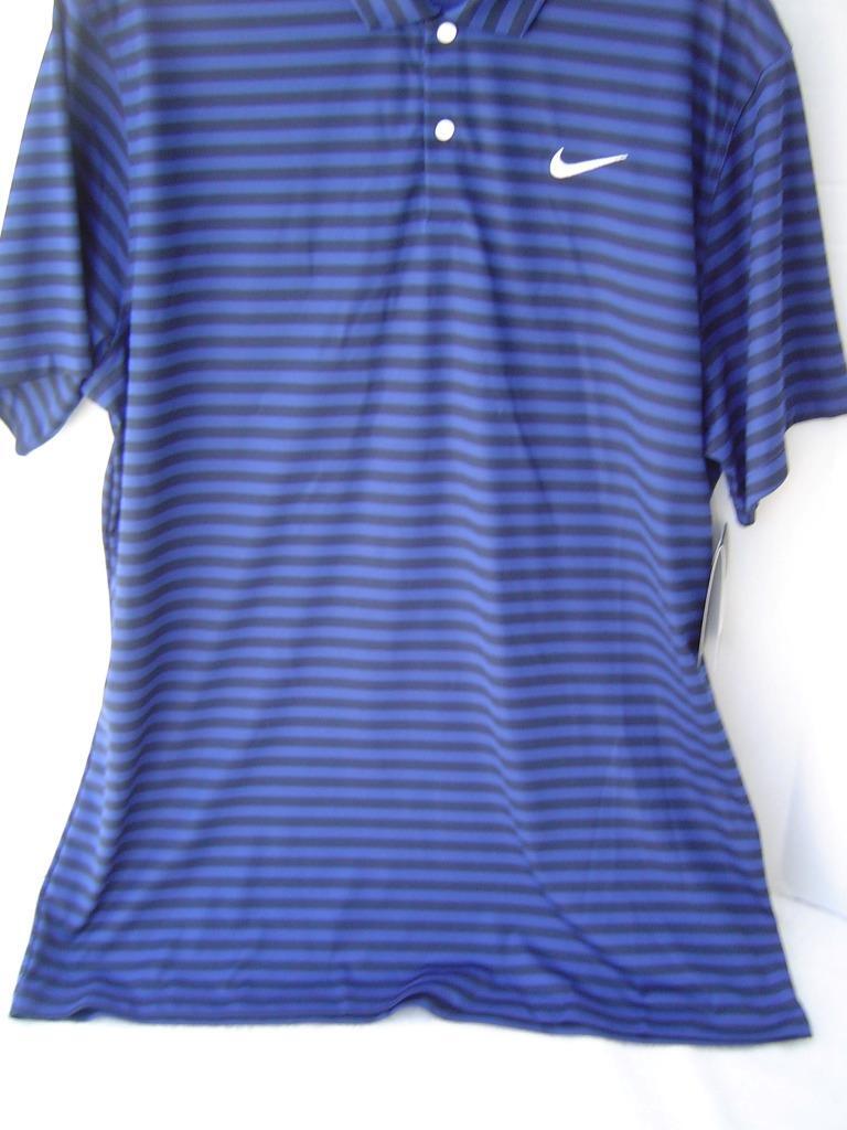 NEW MENS NIKE GOLF BLUE AND BLACK STRIPED COLLARED GOLF SHIRT SIZE XLT