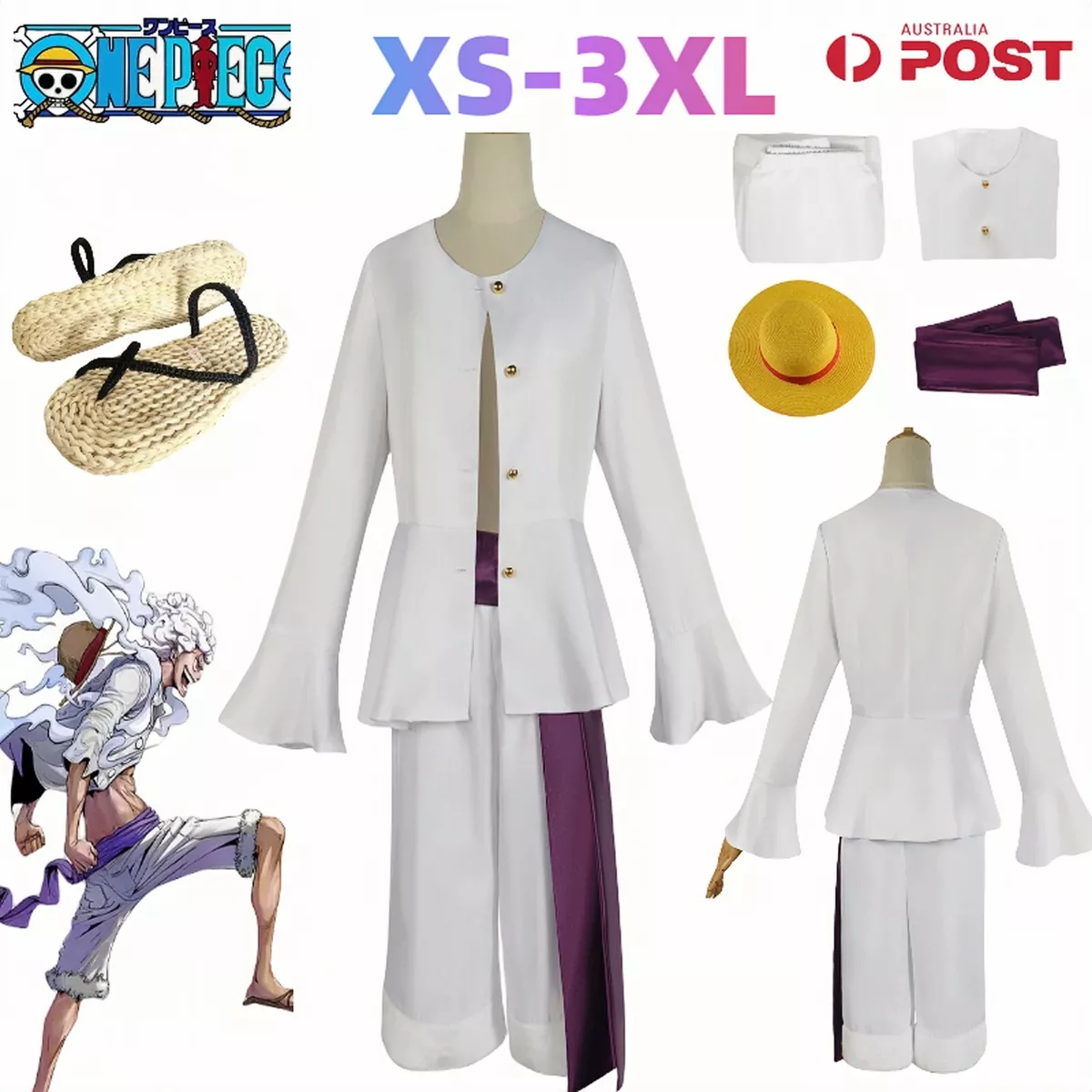 ONE PIECE Monkey D Luffy Gear 5 Cosplay Costume Outfits Halloween Party  Uniform