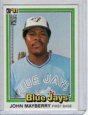 1981 Donruss John Mayberry #29 Toronto Blue Jays Baseball Card 