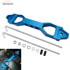 NEW BILLET ALUMINUM CAR BATTERY TIE DOWN MOUNT BRACKET BRACE BAR & J bolts BLUE